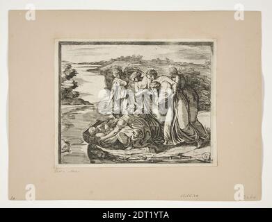Echetcher: Orazio Borgianni, Italien, ca. 1578–1616, après : Raphaël, italien, 1483–1520, la découverte de Moïse, des tableaux de Loggia, Etching, un des 32 estampes, platemark: 15.8 × 19.5 cm (6 1/4 × 7 11/16 in.), fait en Italie, italien, 16ème–17ème siècle, œuvres sur papier - estampes Banque D'Images