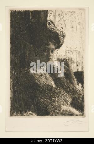 Artiste: Anders Zorn, Suédois, 1860–1920, Betty Nansen, Etching:, feuille: 25 × 17.8 cm (9 13/16 × 7 in.), fait en Suède, Suédois, 19ème siècle, oeuvres sur papier - tirages Banque D'Images