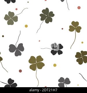 Trèfle vectoriel sans couture. Shamrock doodle tire à la main des feuilles pour le jour de St Patrick Illustration de Vecteur