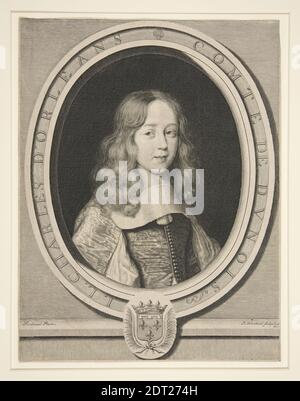 Graveur : Robert Nanteuil, français, 1623–1678, après : Louis Ferdinand elle, l'aîné, français, 1612–1689, Portrait de Jean-Louis-Charles d'Orléans, comte de Dunois, gravure, après Ferdinand, feuille : 31.9 × 24.5 cm (12 9/16 × 9 5/8 po), français, XVIIe siècle, oeuvres sur papier - estampes Banque D'Images