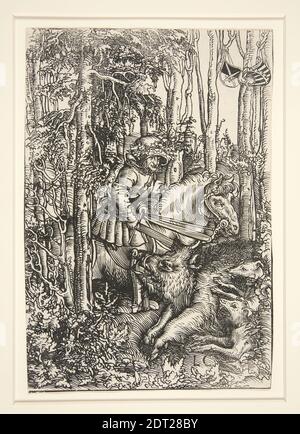 Artiste: Lucas Cranach The Elder, Allemand, 1472–1553, Hunter Killing a Wild Boar, Woodcut, feuille: 17.8 × 12.1 cm (7 × 4 3/4 in.), fabriqué en Allemagne, Allemand, 16ème siècle, oeuvres sur papier - tirages Banque D'Images