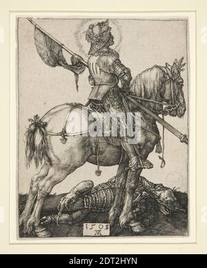 Artiste: Albrecht Dürer, Allemand, 1471–1528, Saint George à cheval, gravure, 11.1 × 8.7 cm (4 3/8 × 3 7/16 in.), fait en Allemagne, Allemand, 16ème siècle, oeuvres sur papier - estampes Banque D'Images