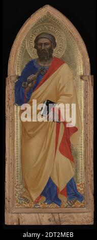 Artiste: Nardo di Cione, Italien, ca. 1320–1365/1366, Saint Pierre, vers 1355–60, Tempéa sur panneau, surface de la photo: 88.3 × 32 cm (34 3/4 × 12 5/8 in.), fait à Florence, Italie, Italien, Florence, XIVe siècle, peintures Banque D'Images