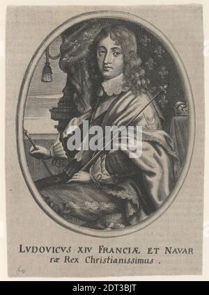 Portrait de Louis XIV, Roi de France et Navarre (Ludovicus XIV Franciae et Navarrae Rex Christianissimus), gravure, image: 16.51 × 12.07 cm (6 1/2 × 4 3/4 po.), Français, 17ème siècle, oeuvres sur papier - estampes Banque D'Images