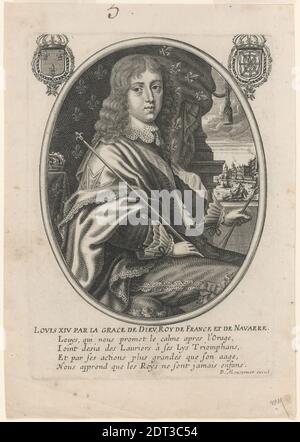 Artiste: Balthasar Moncornet, Français 1600-1688, Portrait de Louis XIV, Roi de France et Navarre (Louis XIV par la grâce de Dieu, Roy de France et de Navarre), gravure, platemark: 16.19 × 10.48 cm (6 3/8 × 4 1/8 in.), Français, 17ème siècle, oeuvres sur papier - estampes Banque D'Images