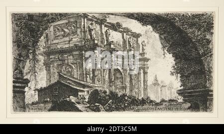 Artiste: Giovanni Battista Piranesi, Italien, 1720–1778, Arco di Costantino à Roma (Arc de Constantine à Rome), d'Alcune Vedute di Archi Trionfali ed altri monumenti, Etching, image: 12.9 × 26.2 cm (5 1/16 × 10 5/16 in.), fabriqué en Italie, Italien, 18ème siècle, oeuvres sur papier Banque D'Images