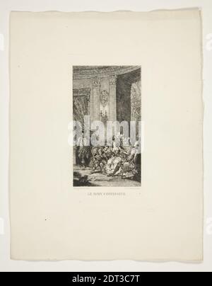 Artiste: Charles-Jean-Louis Courtry, Français, 1846–1897, le Mary Confesseur, Etching, Marque de plateau: 13.2 × 8.1 cm (5 3/16 × 3 3/16 in.), Français, 19e siècle, oeuvres sur papier - tirages Banque D'Images