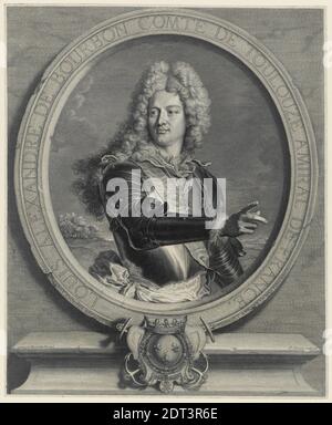 Artiste: Pierre Drevet, Français, 1663–1738, après: Hyacinthe Rigaud, Français, 1659–1743, Louis-Alexandre de Bourbon, comte de Toulouse, gravure, 46.4 × 38.1 cm (18 1/4 × 15 po.), Français, 17ème siècle, oeuvres sur papier - estampes Banque D'Images