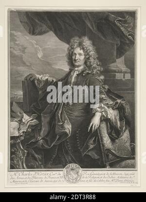 Artiste: Gérard Edelinck, flamand, France active, 1640–1707, Charles-Rene d’Hozier, gravure, 46.9 × 35 cm (18 7/16 × 13 3/4 in.), fait en Flandre, flamand, 17ème siècle, oeuvres sur papier - estampes Banque D'Images