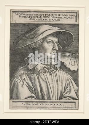 Artiste: Heinrich Aldeverver, Allemagne, 1502–1555/61, autoportrait à l'âge de 28 ans, gravure, feuille: 10.1 × 14.6 cm (4 × 5 3/4 in.), fait en Allemagne, allemand, 16ème siècle, travaux sur papier - tirages Banque D'Images