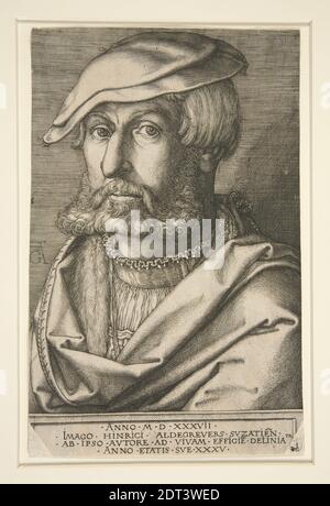 Artiste: Heinrich Aldeverver, Allemagne, 1502–1555/61, autoportrait à l'âge de 35 ans, gravure, feuille: 18 × 11.8 cm (7 1/16 × 4 5/8 in.), fait en Allemagne, allemand, 16ème siècle, travaux sur papier - tirages Banque D'Images