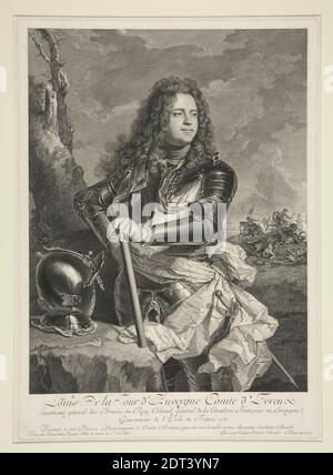 Artiste: Georg Friedrich Schmidt, allemand, 1712–1775, Portrait de Louis de la tour d’Auvergne, Comte d’Evreux, d’après Hyacinthe Rigaud, gravure, 54 × 40.5 cm (21 1/4 × 15 15/16 in.), fait en Allemagne, allemand, 18e siècle, œuvres sur papier - estampes Banque D'Images