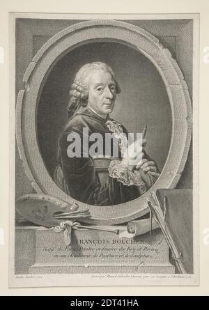 Artiste: Manuel Salvador Carmona, espagnol, 1734–1820, Portrait de François Boucher, gravure, 37.9 × 26 cm (14 15/16 × 10 1/4 po.), réalisé en Espagne, espagnol, 18e–19e siècle, oeuvres sur papier - estampes Banque D'Images