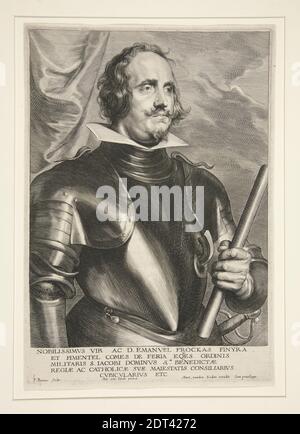 Graveur: Paulus Pontius, flamand, 1603–1658, après: Anthony van Dyck, flamand, 1599–1641, Manuel Flockas Perera y Pimentel, Comte de Feria (1576-1646), vers 1632, gravure, 24.7 × 17 cm (9 3/4 × 6 11/16 po), fabriqué en Flandre, flamand, XVIIe siècle, oeuvres sur papier - estampes Banque D'Images