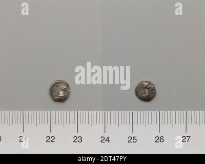 Menthe : Tarentum, 3/4 Obol de Tarentum, 325–280 av. J.-C., argent, 0.40 g, 2:00, 8 mm, fabriqué à Tarentum, Calabre, grec, 4e–3e siècle av. J.-C., Numismatique Banque D'Images