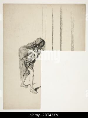 Artiste: Edwin Austin Abbey, américain, 1852–1911, M.A., 1897, Walking man in cloak, croquis pour une pièce de Shakespeare non identifiée, stylo et encre, composition, 56 × 44.1 cm (22 1/16 × 17 3/8 in.), fabriqué aux États-Unis, américain, 19e siècle, œuvres sur papier - dessins et aquarelles Banque D'Images