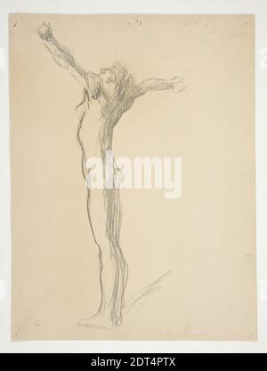 Artiste: Edwin Austin Abbey, américain, 1852–1911, M.A., 1897, Etude pour la figure de 6 heures pour la murale des heures pour le bâtiment du capitole de l'État à Harrisburg, Pennsylvanie, Graphite, crème de clou de girofle, 34 × 25.6 cm (13 3/8 × 10 1/16 po.), fabriqué aux États-Unis, américain, 19e siècle, œuvres sur papier - dessins et aquarelles Banque D'Images