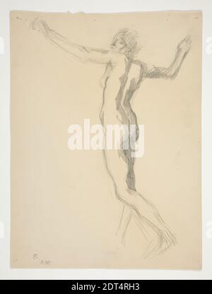 Artiste: Edwin Austin Abbey, américain, 1852–1911, M.A., 1897, Etude pour la figure de 8 heures pour la murale des heures pour le bâtiment du capitole de l'État à Harrisburg, Pennsylvanie, Graphite, crème de clou de girofle, 34.1 × 25.6 cm (13 7/16 × 10 1/16 po.), fabriqué aux États-Unis, américain, 19e siècle, œuvres sur papier - dessins et aquarelles Banque D'Images