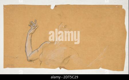 Artiste: Edwin Austin Abbey, américain, 1852–1911, M.A., 1897, Etude pour la figure de 5 heures dans les heures murale au bâtiment du capitole de l'État à Harrisburg, Pennsylvanie, craies noires et blanches, papier de traçage, 28 × 53.4 cm (11 × 21 po.), fabriqué aux États-Unis, américain, 19e siècle, œuvres sur papier - dessins et aquarelles Banque D'Images