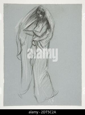 Artiste: Edwin Austin Abbey, américain, 1852–1911, M.A., 1897, étude pour le chiffre de 4 am(?) Dans les heures mur de plafond, House Chamber, Pennsylvania State Capitol à Harrisburg, craies noires et blanches, Green pond, 62 × 48 cm (24 7/16 × 18 7/8 in.), fabriqué aux États-Unis, américain, 19e siècle, œuvres sur papier - dessins et aquarelles Banque D'Images