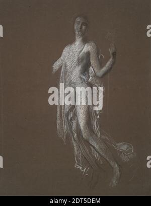 Artiste: Edwin Austin Abbey, américain, 1852–1911, M.A., 1897, Etude pour le chiffre de 5 am(?) Dans les heures de mise en bobine au Capitole de l'état à Harrisburg, Pennsylvanie, noir, blanc, et rouge craies, la colombe brune, 73.2 × 56.4 cm (28 13/16 × 22 3/16 in.), fait aux États-Unis, américain, 19e siècle, travaux sur papier - dessins et aquarelles Banque D'Images