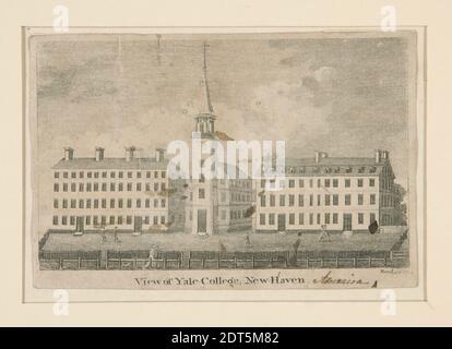 Artiste: Scoles (?), vue de Yale College, New Haven (de The Lady's & amp; Gentlemen's Pocket Mag.), gravure, feuille: 8 × 12.3 cm (3 1/8 × 4 13/16 po.), fait aux Etats-Unis, représenté New Haven, Connecticut, américain, 18e siècle, œuvres sur papier - gravures Banque D'Images