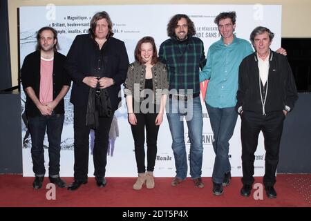 Vincent Macaigne, Rover, Solene Rigot, Guillaume Brac et Bernard Menez assistent à la première de 'Tonnerre' qui s'est tenue à l'UGC les Halles à Paris, en France, le 28 janvier 2014. Photo de Audrey Poree/ABACAPRESS.COM Banque D'Images