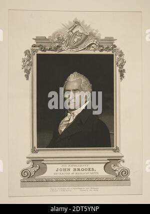 Artiste: Josiah Harmar Penniman, d'après: James Frothingham, américain, 1786–1864, Engraver: John Chorley, américain, son Excellence John Brooks, gravure en ligne, noir et blanc, état unique, feuille: 35.8 × 27 cm (14 1/8 × 10 5/8 in.), fabriqué aux Etats-Unis, américain, 19e siècle, oeuvres sur papier - estampes Banque D'Images