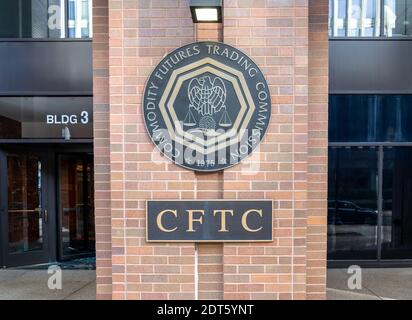 Sceau de la U.S. Commodity futures Trading Commission (CFTC) sur leur siège social à Washington Banque D'Images