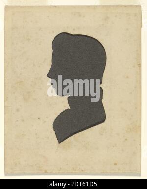 Artiste: William M. S. Doyle, américain, 1769–1828, Silhouette - Homme, début du XIXe siècle, papier vélin blanc découpé sur papier vélin noir, total: 9.8 × 7.6 cm (3 7/8 × 3 in.), fabriqué aux États-Unis, américain, 19e siècle, œuvres sur papier - autres Banque D'Images