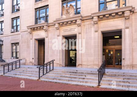 Entrée de l'administration des services généraux à Washington, DC. Banque D'Images