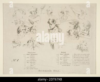 Artiste: John Trumbull, américain, 1756–1843, clé de la bataille de Bunker’s Hill, feuille: 25 × 31 cm (9 13/16 × 12 3/16 po.), fabriqué aux Etats-Unis, américain, 19e siècle, œuvres sur papier - gravures Banque D'Images
