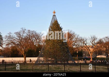 Noël 2020. Arbre de Noël national sur l'ellipse au sud de la Maison Blanche à Washington DC, États-Unis. Banque D'Images