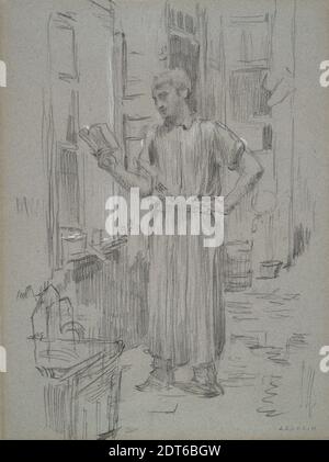 Artiste: Jean Charles Cazin, Français, 1841–1901, Ernest-Alexandre-Honoré Coquelin, craie noire avec craie blanche, 16 1/2 × 12 1/2 po. (41.9 × 31.7 cm), fabriqué en France, français, 19e siècle, œuvres sur papier - dessins et aquarelles Banque D'Images