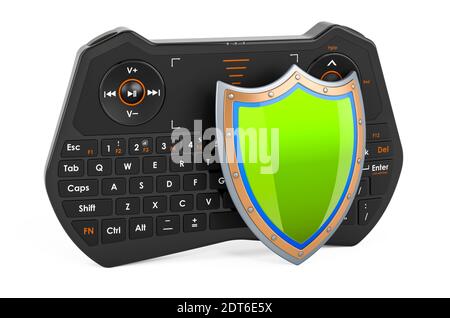 Mini-clavier avec blindage, rendu 3D isolé sur fond blanc Banque D'Images