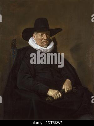 Artiste: Frans Hals, Néerlandais, ca. 1582/83–1666, Portrait d'un homme âgé, traditionnellement appelé Heer Bodolphe, huile sur toile, non encadré: 122.4 × 97.5 cm (48 3/16 × 38 3/8 po), Frans Hals est né à Anvers, fils d'un ouvrier de vêtements et tisserand de Malines. Essentiellement peintre figuratif, il peint des groupes militaires éblouissants et des portraits bourgeois solides, comme ceux du couple Bodolphe (voir aussi 1961.18.24), ainsi que des croquis rapides de pêcheurs-garçons, ragamuffins, et révériers de taverne. Le ton sombre de ces deux portraits contraste avec ses photos antérieures exécutées en coups de pinceau lumineux et en relief Banque D'Images