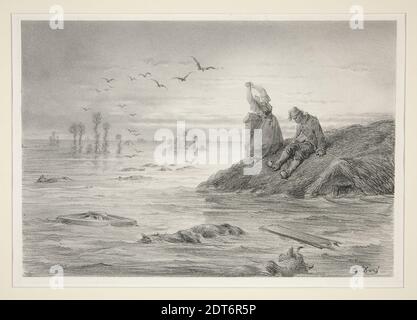 Artiste: Gustave doré, Français, 1832–1883, Illustration (A Flood), 19e siècle, Lithographie, Pierre: 20.3 × 29.4 cm (8 × 11 9/16 in.), Français, 19e siècle, oeuvres sur papier - estampes Banque D'Images