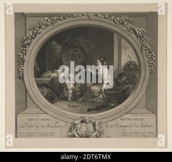 Artiste: Nicolas Delaunay, Français, 1739–1792, après: Jean-Honoré Fragonard, Français, 1732–1806, Dites donc, s’il vous-plait, gravure, platemark: 29.1 × 32.7 cm (11 7/16 × 12 7/8 in.), fabriqué en France, Français, 18ème siècle, oeuvres sur papier - estampes Banque D'Images