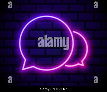 Panneau de communication au néon. Panneau lumineux avec nuages vocaux. Publicité de nuit lumineuse. Illustration vectorielle au néon pour la conversation et les mès Illustration de Vecteur