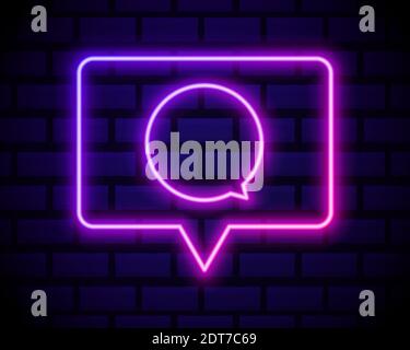 Panneau de communication au néon. Panneau lumineux avec nuages vocaux. Publicité de nuit lumineuse. Illustration vectorielle au néon pour la conversation et les mès Illustration de Vecteur