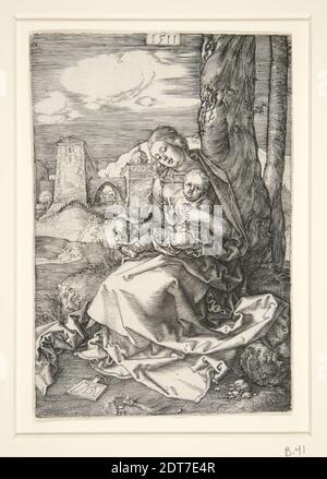 Artiste: Albrecht Dürer, Allemand, 1471–1528, la Vierge à l'enfant avec le Pear, gravure, 15.9 × 10.8 cm (6 1/4 × 4 1/4 in.), fait en Allemagne, Allemand, 16ème siècle, oeuvres sur papier - estampes Banque D'Images