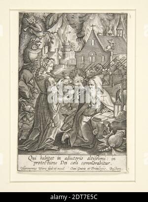 Artiste: Hieronymus Wierix, flamand, 1553–1619, tentation de Saint Antoine, avant 1619, gravure, image: 7.8 × 5.9 cm (3 1/16 × 2 5/16 in.), fait en Flandre, flamand, XVIe siècle, oeuvres sur papier - estampes Banque D'Images