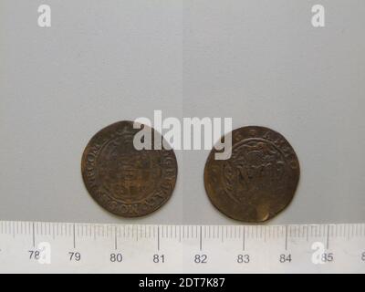 Chef: Ferdinand II von Fuerstenberg, allemand, 1626–1683, monnaie: Neuhaus, magistrat: Jobst Dietrich Koch, allemand, 1 Pfennig de Ferdinand II von Fuerstenberg de Neuhaus, cuivre, 1.87 g, 7:00, 22.5 mm, fabriqué à Neuhaus, Allemagne, allemand, XVIIe siècle, numismatique Banque D'Images