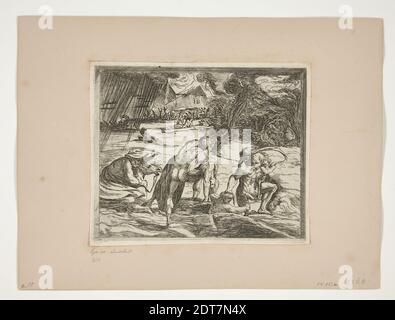 Echetcher: Orazio Borgianni, Italien, ca. 1578–1616, après : Raphaël, italien, 1483–1520, le Deluge, de la Loggia peintures, Etching, un d'un ensemble de 32 estampes, platemark: 15.5 × 19 cm (6 1/8 × 7 1/2in.), fait en Italie, italien, 16ème–17ème siècle, œuvres sur papier - estampes Banque D'Images