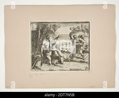 Echetcher: Orazio Borgianni, Italien, ca. 1578–1616, après : Raphaël, italien, 1483–1520, Adam et Eve après l'automne, des tableaux de Loggia, Etching, un des 32 imprimés, platemark: 14.4 × 17.5 cm (5 11/16 × 6 7/8in.), fait en Italie, italien, 16ème–17ème siècle, oeuvres sur papier - estampes Banque D'Images