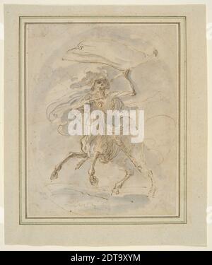 Artiste: Stefano Della Bella, Italien, 1610–1664, mort sur un cheval, étude pour la gravure dans la série de cinq morts, vers 1648, encre de plume et marron et lavage gris, 20.1 × 15.4 cm (7 15/16 × 6 1/16 in.), Italien, 17ème siècle, oeuvres sur papier - dessins et aquarelles Banque D'Images