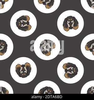 Dessin à la main mignon Saluki chien visage race dans le pois sans couture motif vectoriel. Purebread pedigree chiot national sur fond de bottes. Amoureux du chien Illustration de Vecteur