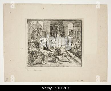 Echetcher: Orazio Borgianni, Italien, ca. 1578–1616, après : Raphaël, italien, 1483–1520, le bâtiment du Temple de Salomon à Jérusalem, des tableaux de Loggia, Etching, un des 32 estampes, platemark: 15 × 17.5 cm (5 7/8 × 6 7/8 in.), italien, 16e–17e siècle, œuvres sur papier - estampes Banque D'Images