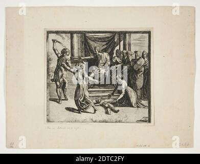 Echetcher: Orazio Borgianni, Italien, ca. 1578–1616, après : Raphaël, italien, 1483–1520, le jugement de Salomon, de la Loggia de Raphaël au Vatican, Etching, platemark : 15.8 × 18 cm (6 1/4 × 7 1/16 po.), italien, XVIe–XVIIe siècle, œuvres sur papier - estampes Banque D'Images