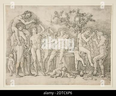 Après : Andrea Mantegna, cuisine italienne, ca. 1431–1506, Bacchanal avec une cuve à vin, gravure, feuille: 32.5 × 43.3 cm (12 13/16 × 17 1/16 po.), Italien, 15ème siècle, oeuvres sur papier - tirages Banque D'Images